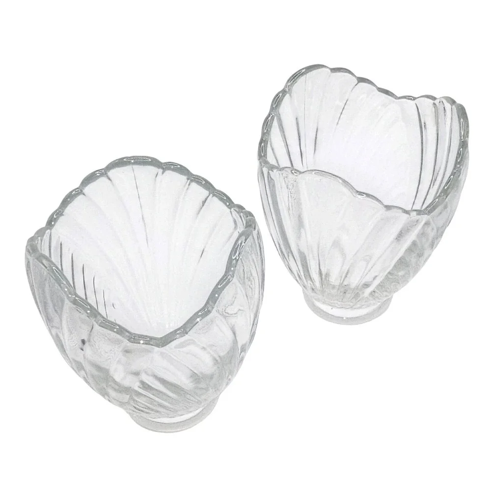 Clear Glass Tulip Lamp Shade Scalloped Petal Replacement 2.25 Fitter Set of 2